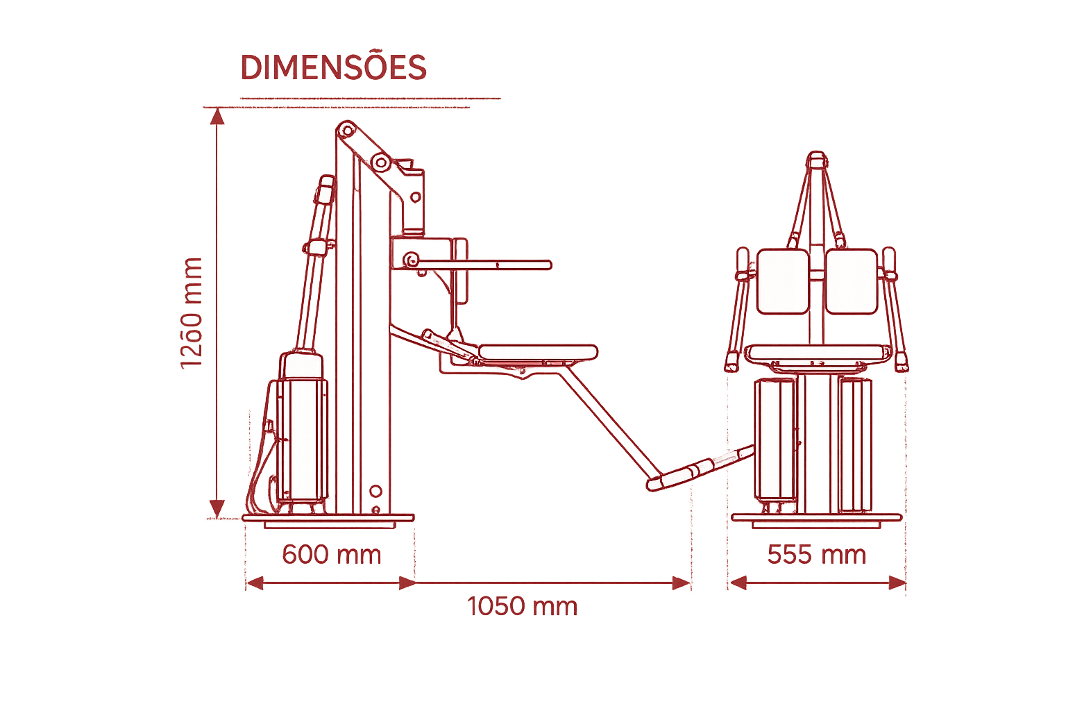 Dimensões técnicas de Elevador de piscina Ubatuba